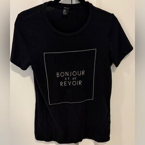 Forever 21 Black "Bonjour Et Au Revoir" Graphic Tee